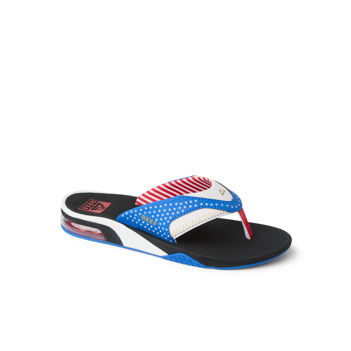Kids Fanning right-facing flip flop for boys with comfort features, surf-inspired design, and anatomical arch support.