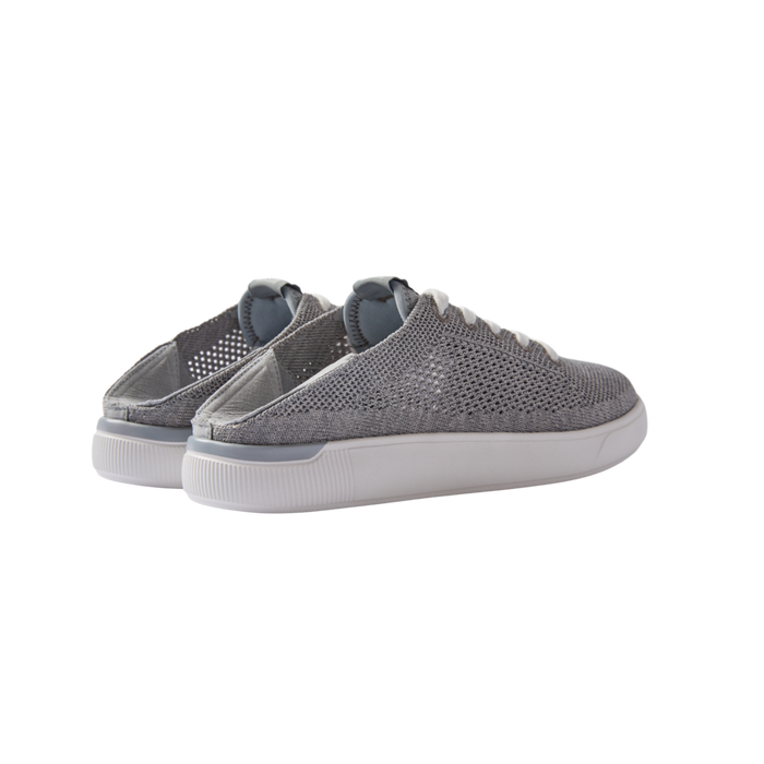 Kids Neptune grey sneaker shoes facing left, showing back and side with breathable knit upper and cushioned sole.