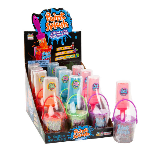 Kidsmania Paint Splash Sour Syrup Dip Lollipop - 12 Count