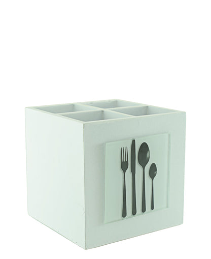 Kitchen Life Wooden Utensil Box - White