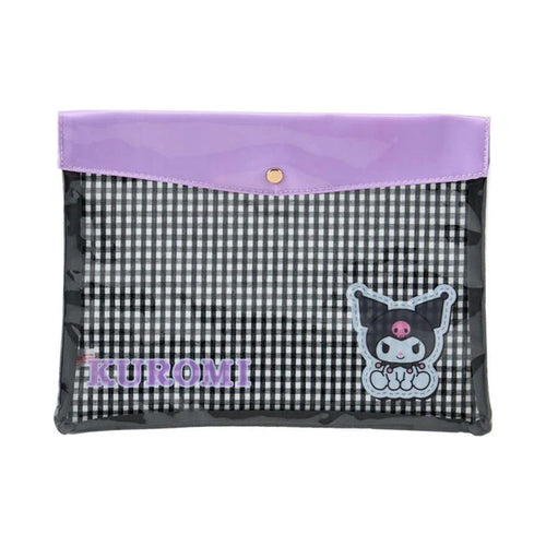 Kuromi Gingham Flat Pouch Stationery Japan Original