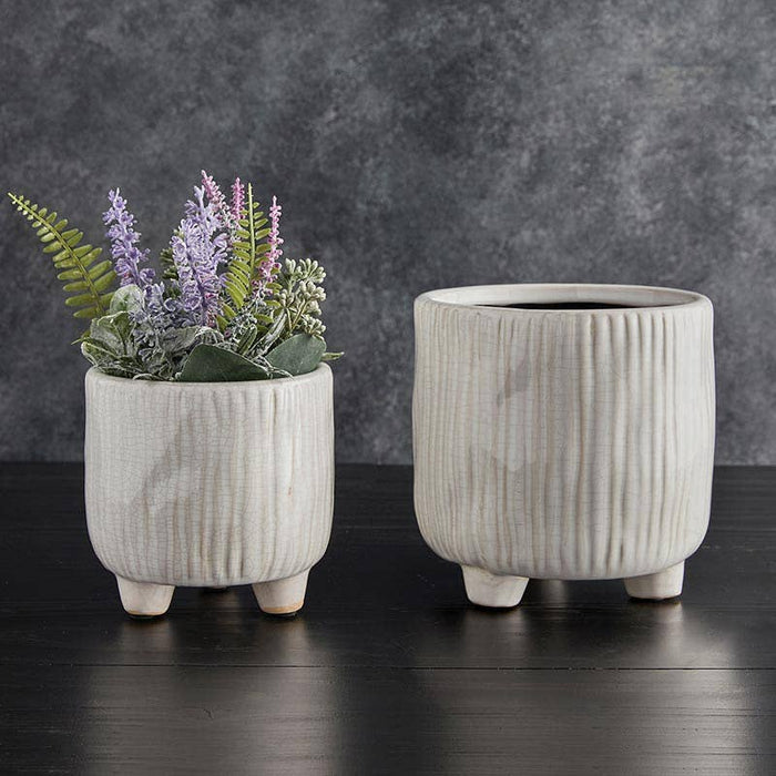 Large White Ceramic Pot with Feet
