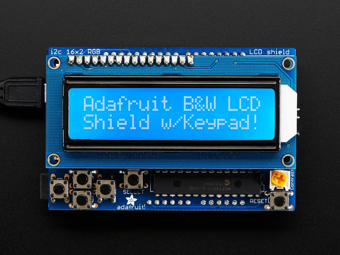 LCD Shield Kit with 16x2 Character Display (Blue & White) by Adafruit - The Pi Hut