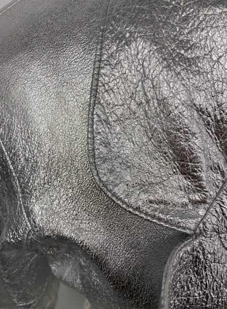 Lillie Rubin Leather Metallic Silver Jacket