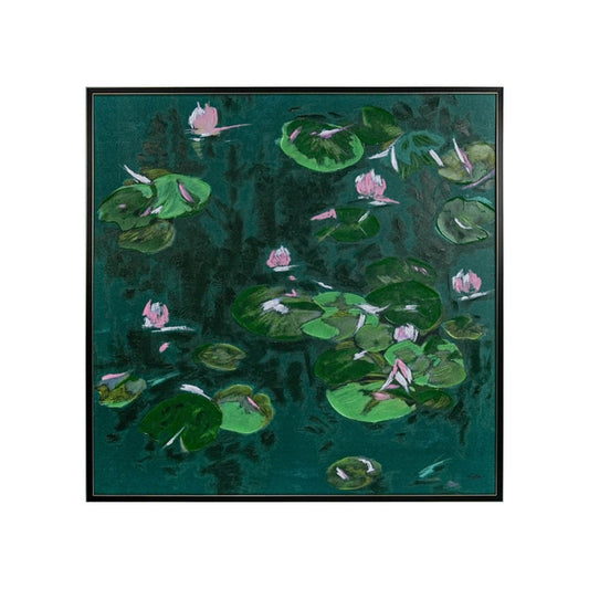 Lily's Pond Framed Textured Print 120x120cm