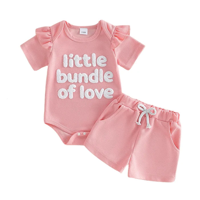 LITTLE BUNDLE OF LOVE Waffle Knit Outfit
