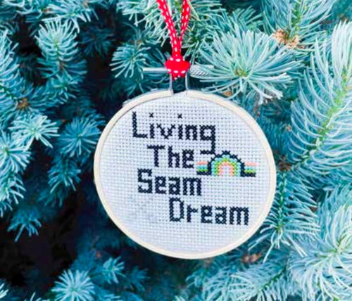 Living the Seam Dream Cross Stitch Ornament (Downloadable Hand Sewing Pattern)