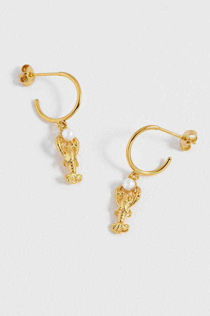 Lobster Charm Hoops