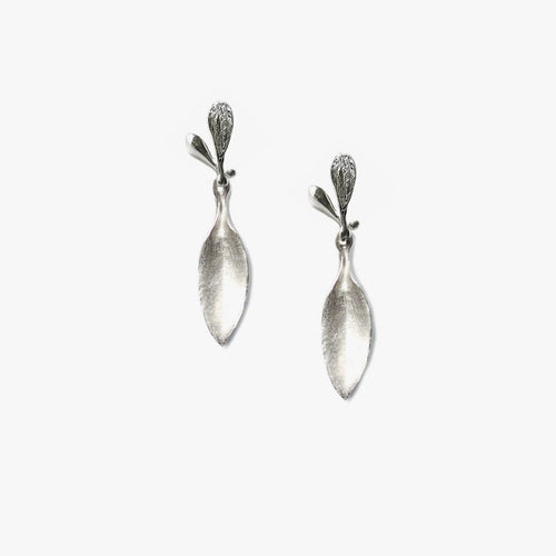 Long Leaf Earrings - Silver