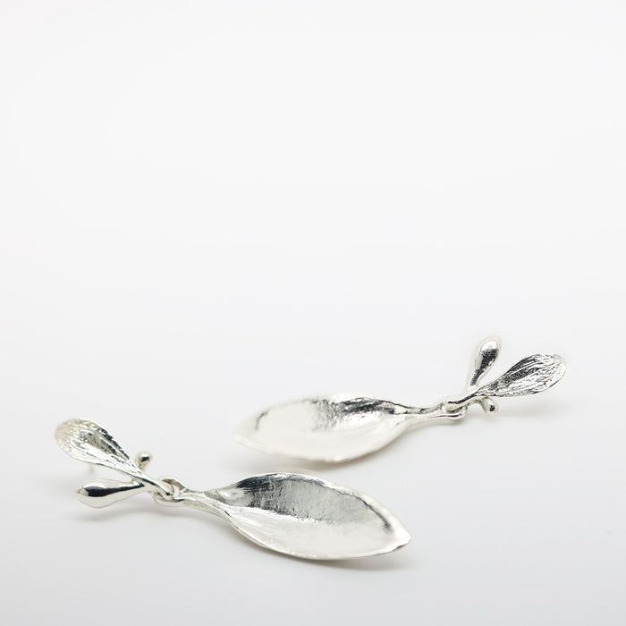 Long Leaf Earrings - Silver