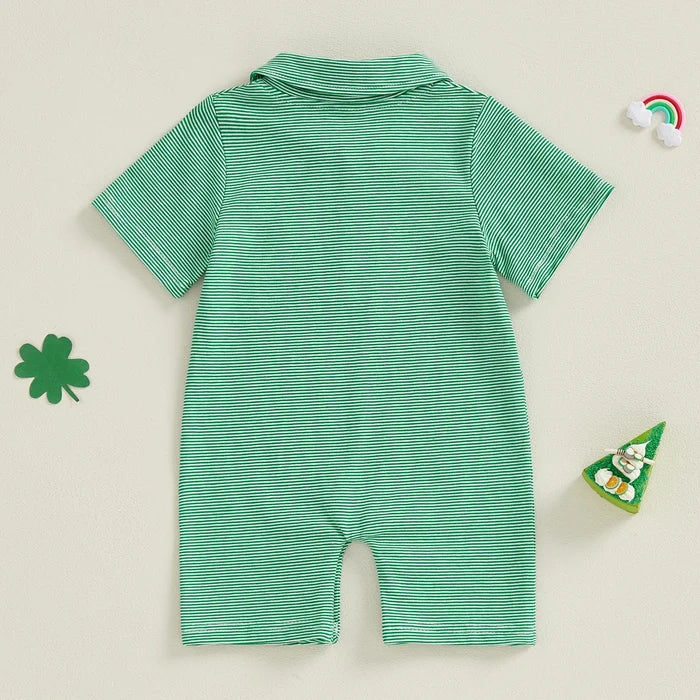 LUCKY CLOVER Striped Collar Romper
