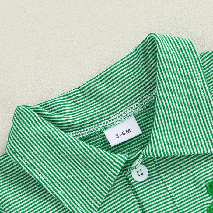 LUCKY CLOVER Striped Collar Romper