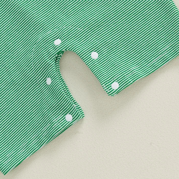 LUCKY CLOVER Striped Collar Romper