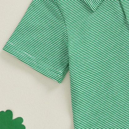LUCKY CLOVER Striped Collar Romper