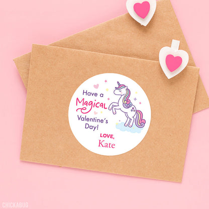 Magical Unicorn Valentine's Day Stickers