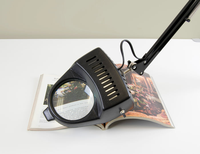 Magnifying Desktop Lamp for Craft/Sewing/Hobbies/Reading with Clamp Base and LED Bulb Black 12308