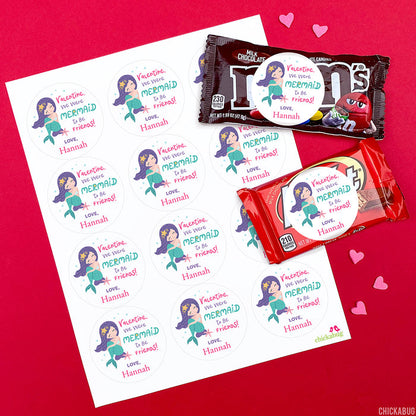 Mermaid Valentine's Day Stickers