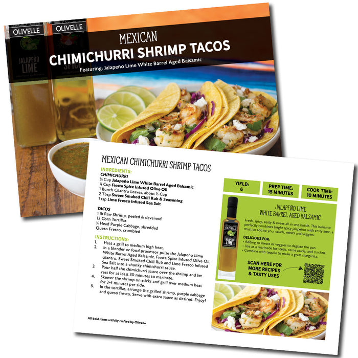 Mexican Chimichurri Shrimp Tacos Recipe Card