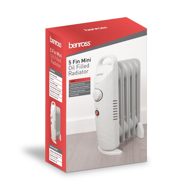 Mini Oil Filled Radiator 5 Fin - 500w Benross | 41640