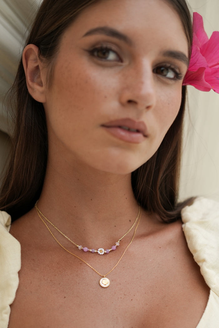 Mother-of-Pearl Seashell Coin Necklace