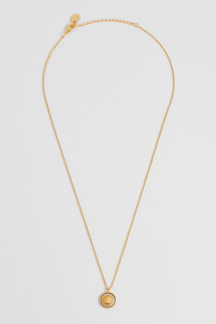 Mother-of-Pearl Seashell Coin Necklace