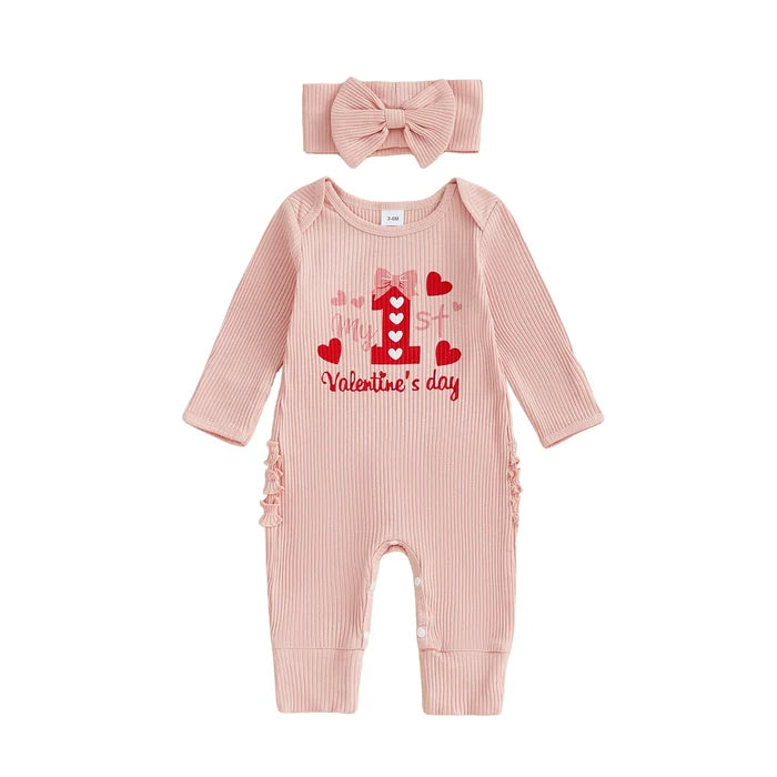 MY 1ST VALENTINE'S DAY Ruffle Jumpsuit
