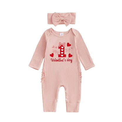 MY 1ST VALENTINE'S DAY Ruffle Jumpsuit
