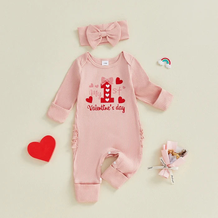 MY 1ST VALENTINE'S DAY Ruffle Jumpsuit