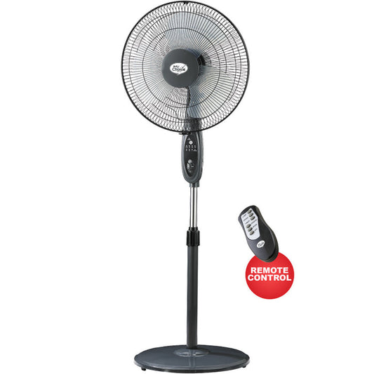 My Choice 16" Stand Fan – Remote Control, Adjustable Tilt & Height, Oscillation, Timer, Powerful, Quiet, 3-Speed, black, MC408R