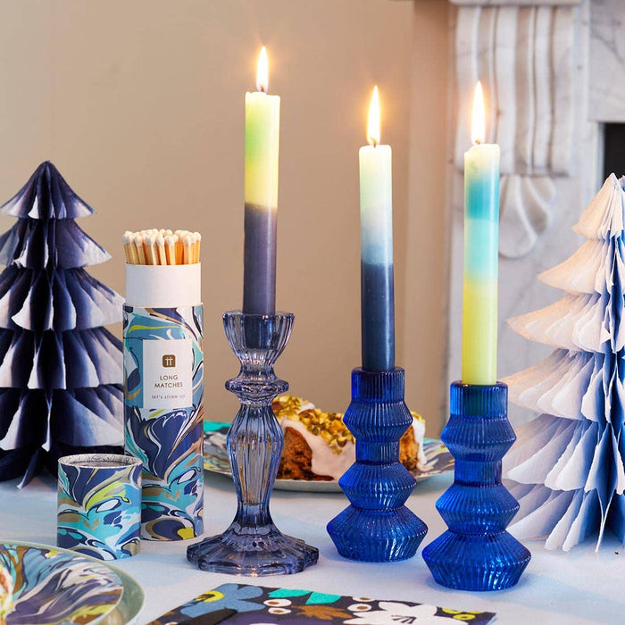 Navy Glass Candle Holder | Everyday Decor |