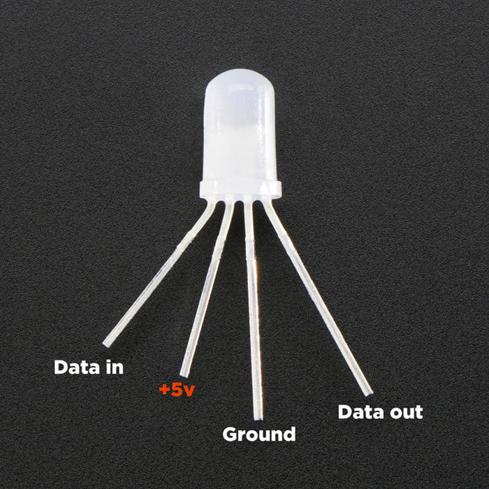 NeoPixel Diffused 5mm Through-Hole LED - 5 Pack by Adafruit - The Pi Hut
