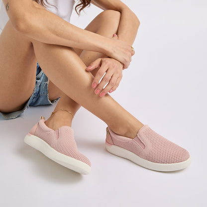 Neptune Elyse in cameo rose, slip-on shoes facing left with breathable upper and soft cushioning for all-day comfort