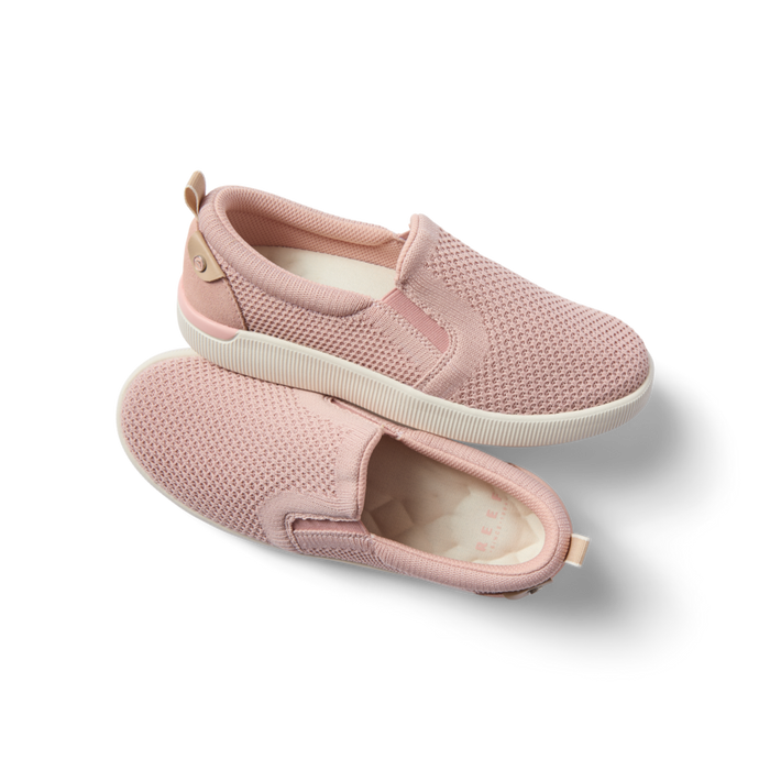 Neptune Elyse women's slip-on shoes in rose pink, left facing side and top close-up, surf-inspired comfort design.