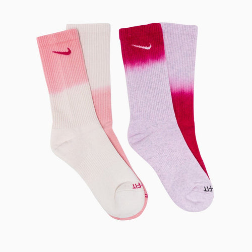 Pink tie dye nike mid calf 2 pack socks both pairs