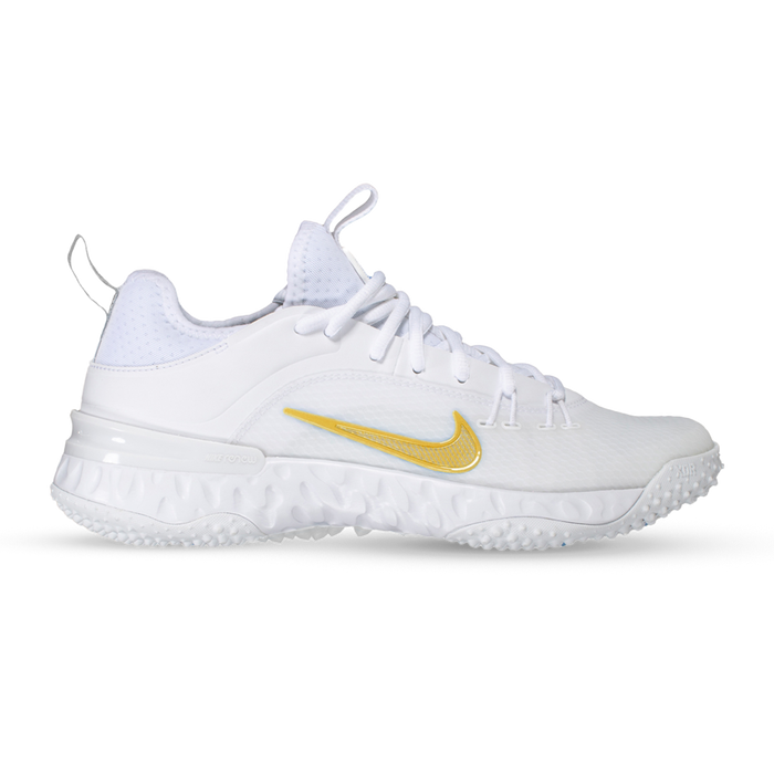 Nike Huarache 9 Elite Lacrosse Turf Shoes - White / Gold