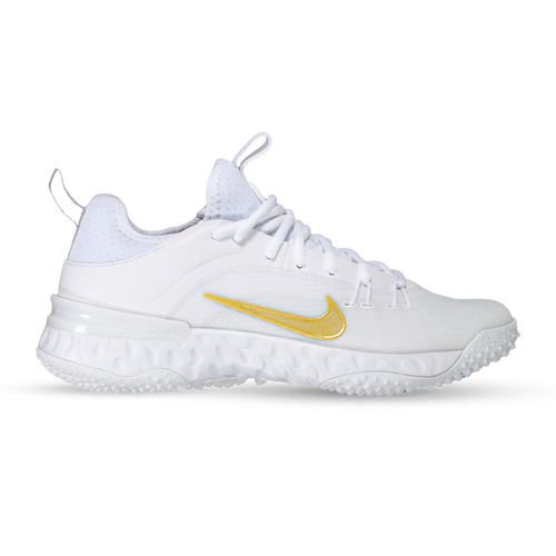 Nike Huarache 9 Elite Lacrosse Turf Shoes - White / Gold