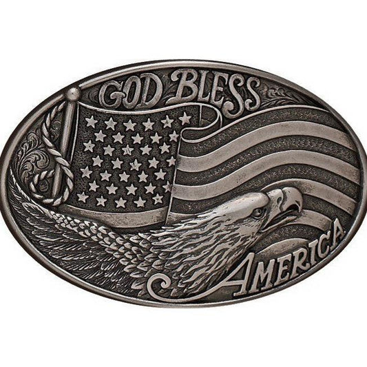 Nocona God Bless America Oval Belt Buckle