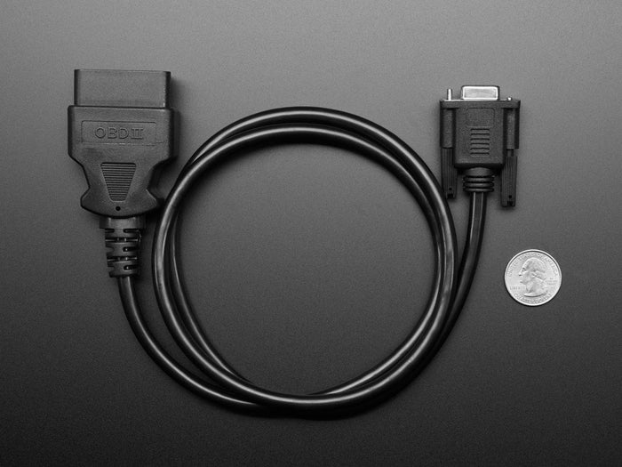 OBD Plug (16-pin) to DE-9 (DB-9) Socket Adapter Cable (1 meter long) by The Pi Hut - The Pi Hut