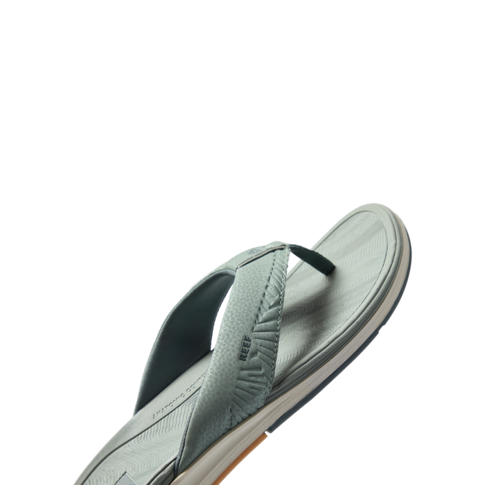 Offshore men's sandal facing right, close-up of the upper and footbed with soft-rebound cushioning and arch support.