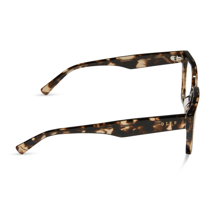 diff eyewear featuring the olive square glasses with a espresso tortoise frame and prescription lenses side view