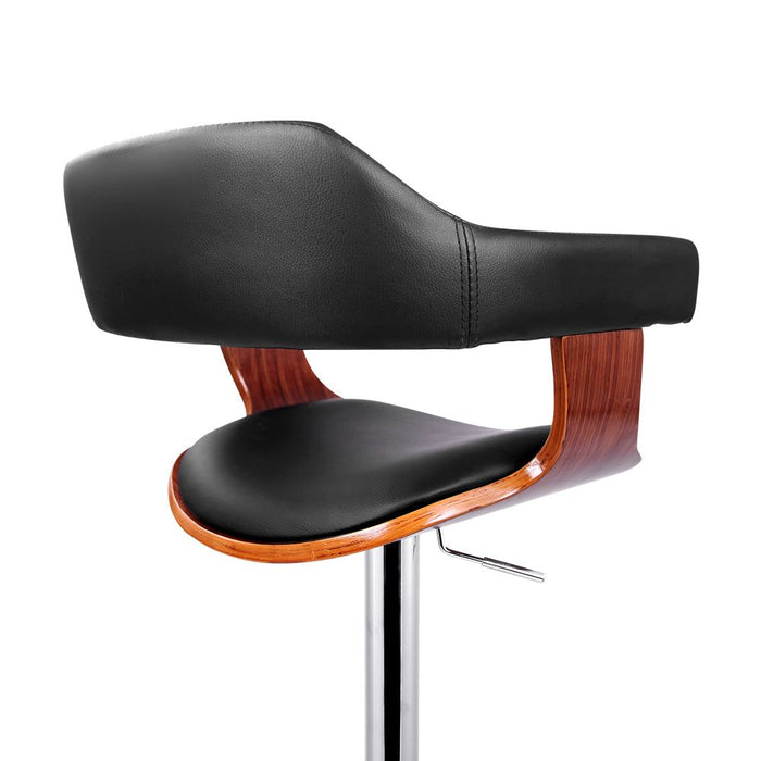 One Bar Stools Gas Lift Leather w/Armrest Black -Home Living Store - -