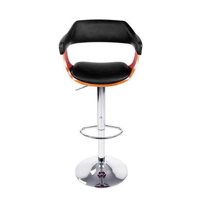 One Bar Stools Gas Lift Leather w/Armrest Black -Home Living Store - -