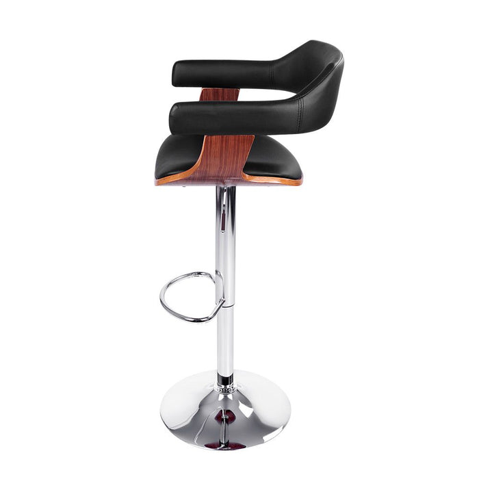 One Bar Stools Gas Lift Leather w/Armrest Black -Home Living Store - -