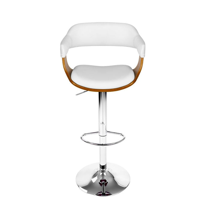 One Bar Stools Gas Lift Leather w/Armrest White -Home Living Store - -