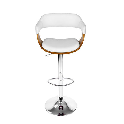 One Bar Stools Gas Lift Leather w/Armrest White -Home Living Store - -