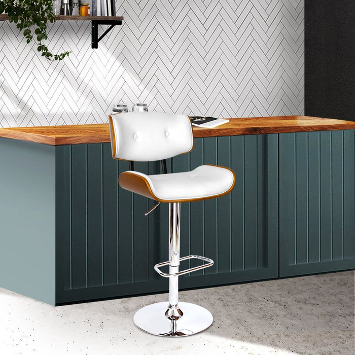 One Bar Stools Gas Lift Leather White -Home Living Store - -