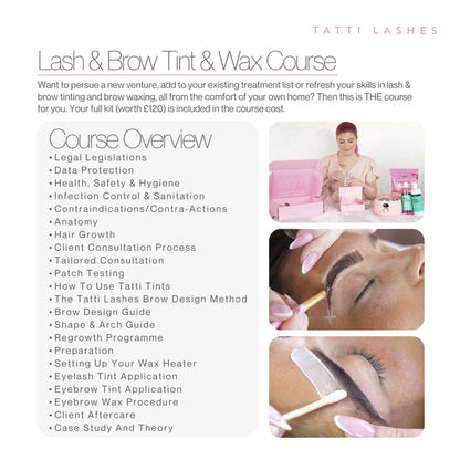 Online Lash & Brow Tint & Wax Training Course with Kit