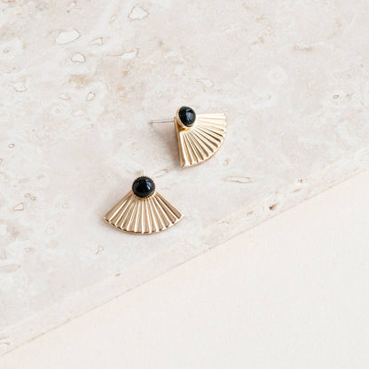 Onyx Mini Pleat Jacket Earrings