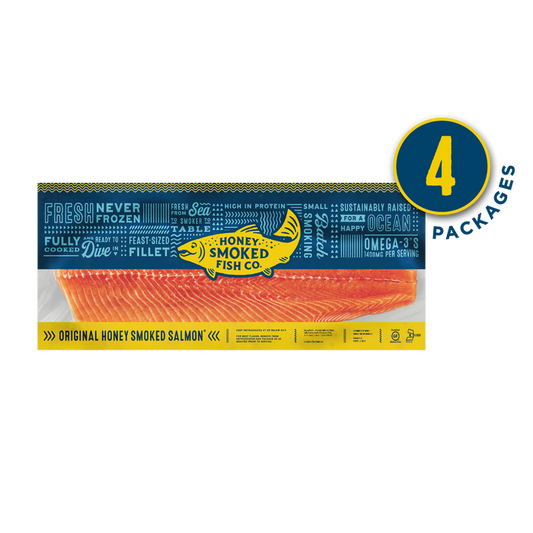 Original Honey Smoked Salmon® — Four Packages of Whole Sides