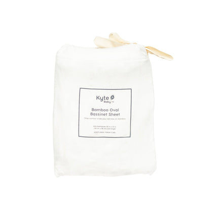 Cloud white Kyte Baby bamboo Oval Bassinet Sheet in bag